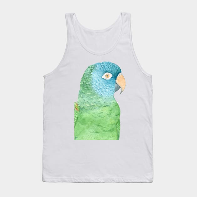 Watercolor blue crowned conure - parakeet painting Tank Top by Oranjade0122